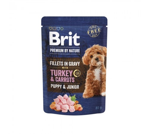 Вологий корм для цуценят Brit Premium By Nature 85 г - індичка та морква