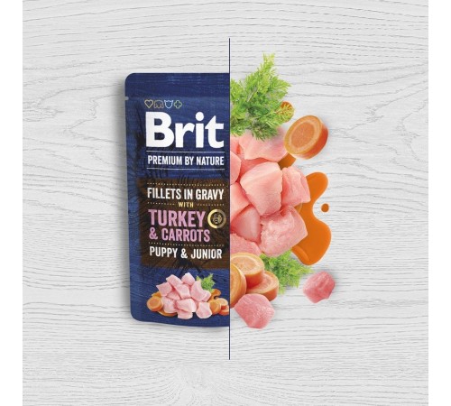 Вологий корм для цуценят Brit Premium By Nature 85 г - індичка та морква