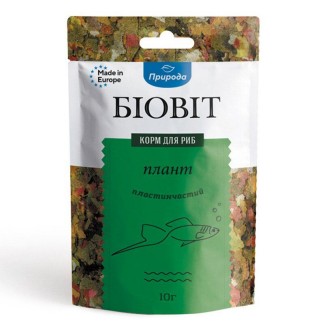 Сухий корм для акваріумних риб Природа в пластівцях Біовіт «Плант» 10 г (для травоїдних риб)