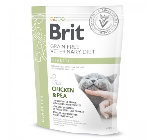Сухий корм для котів, при цукровому діабеті Brit GF Veterinary Diet Diabetes 400 г - курка