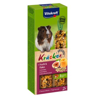 Ласощі для морських свинок Vitakraft «Kracker Original + Frucht & Flakes» 112 г / 2 шт. (фрукти та пластівці)