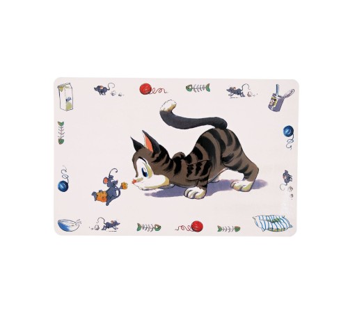 Килимок під миску Trixie «Comic Cat» 44 см / 28 см (сірий)