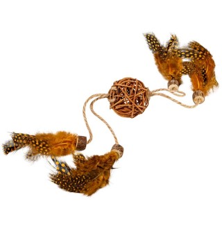 Іграшка для котів Collar WAUCAT Плетений м'ячик з пір'ям 40 см