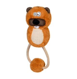 GiGwi Eco Friendz М – Іграшка Бобер з пискавкою та мотузкою для собак, 30х10см