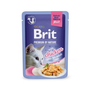 Вологий корм для котів Brit Premium Delicate Fillets in Jelly Chicken pouch 85 г - курка