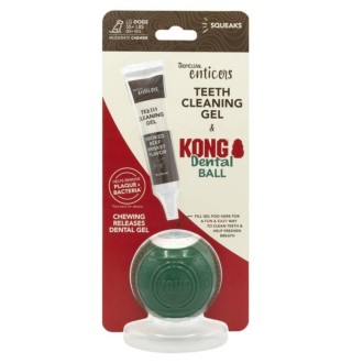 TropiClean Enticers Kong Dental Ball S - набір по догляду за ротовою порожниною, м'яч та гель зі смаком копченої яловичої грудки для собак, 29,6мл