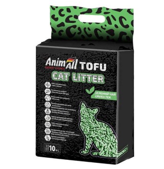AnimAll Tofu Green Tea - наповнювач соєвий зелений чай для котячого туалету, 4,66кг