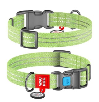 Нашийник світловідбивний Collar WAUDOG Re-cotton з QR-паспортом 23-35 см/15 мм (салатовий)