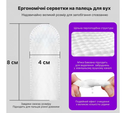 Серветки на палець для чищення вух собак Xumo 50 шт