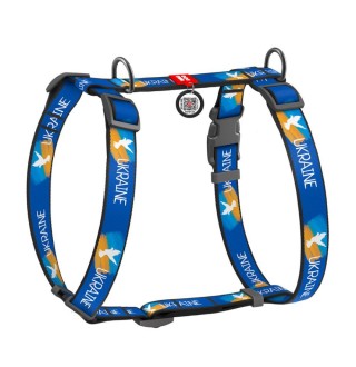 Шлея H-образна WAUDOG Nylon c QR паспортом і малюнком «Прапор» S 30-40/15 мм