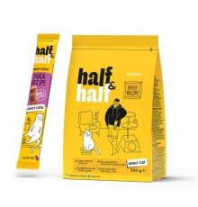 Сухий корм для котів Half&Half Adult 300 г - яловичина + Ласощі - качка