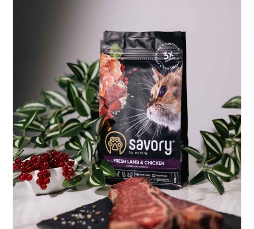 Сухий корм для котів Savory Adult Cat Steril Fresh 2 кг - ягня та курка