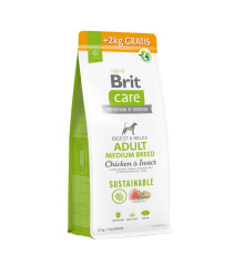 Сухий корм для собак Brit Care Dog Sustainable Adult Medium Breed 12+2 кг - курка та комахи