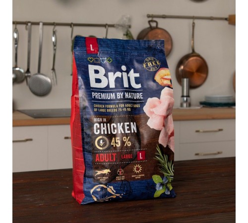 Сухий корм для собак Brit Premium Dog Adult L 3 кг - курка