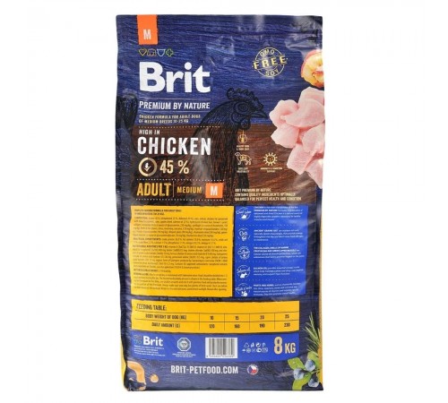 Сухий корм для собак Brit Premium Dog Adult M 8 кг - курка