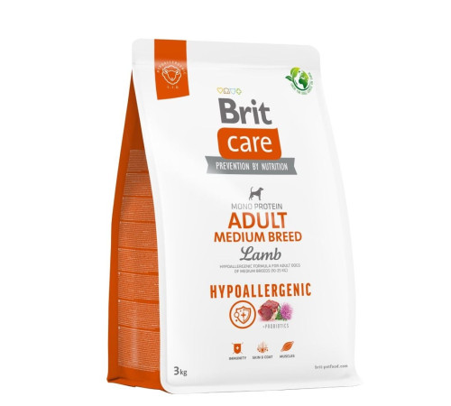 Сухий корм для собак Brit Care Dog Hypoallergenic Adult Medium Breed 3 кг - ягня