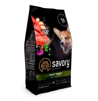 Сухий корм для собак Savory All Breed Sterilised Fresh 3 кг - індичка