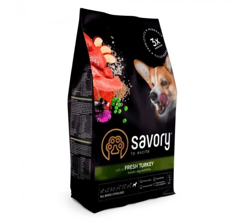 Сухий корм для собак Savory All Breed Sterilised Fresh 3 кг - індичка