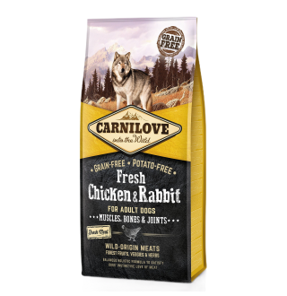 Сухий корм для дорослих собак всіх порід Carnilove Fresh Chicken & Rabbit 12 кг (курка та кролик)