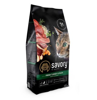 Savory Корм сухий для котів гурманів зі свіжою індичкою та качкою 2кг