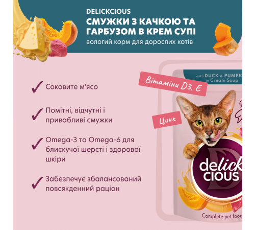 Суп для котів Delickcious 85 г - качка та гарбуз