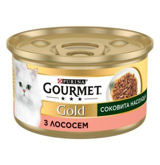 Purina Gourmet Gold - консервований корм Гурме, соковита насолода з лососем для дорослих котів, 85г