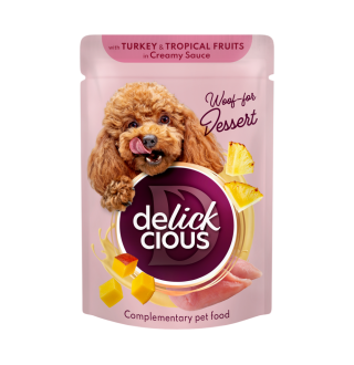 Вологий корм для собак Delickcious 85 г - індичка та тропічні фрукти