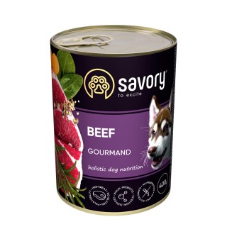 Savory Корм  вологий повнораціонний для дорослих собак усіх порід з яловичиною 400г