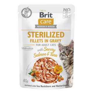Вологий корм для котів Brit Care Cat Sterilized 85 г - лосось та тунець