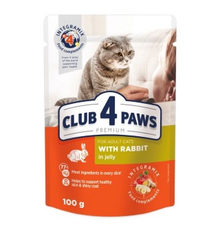 Вологий корм для котів Club 4 Paws pouch 100 г - кролик