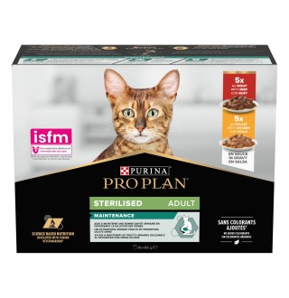 Purina Pro Plan Adult Sterilised Maintenance - набір вологого корму з яловичиною та куркою для котів, 850г 