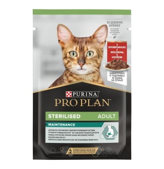 Purina Pro Plan Sterilised - вологий корм шматочки в соусі з яловичиною для стерилізованих кішок та кастрованих котів, 85г