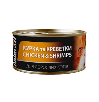Вологий корм для котів AnimAll Adult 85 г - курка та креветки