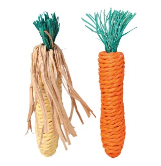 Іграшка для гризунів Trixie Кукурудза та морквина 15 см, набір 2 шт. (натуральні матеріали)