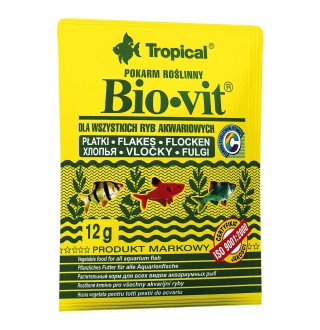 Сухий корм для акваріумних риб Tropical в пластівцях «Bio-Vit» 12 г (для травоїдних риб)