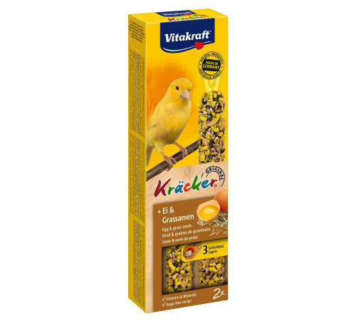 Ласощі для канарок Vitakraft «Kracker Original + Egg & Grass Seeds» 54 г / 2 шт. (яйце та насіння)