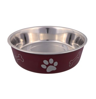 Миска металева Trixie на гумовій основі 1,5 л / 21 см (бордова, сіра, коричнева)