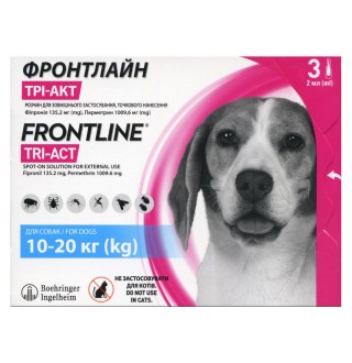 Краплі на холку для собак Boehringer Ingelheim Frontline Tri-Act від 10 до 20 кг, 1 шт