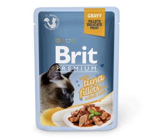 Вологий корм для котів Brit Premium Cat Tuna Fillets Gravy pouch 85 г (філе тунця в соусі)