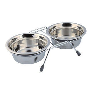 Миски металеві на підставці Trixie з шумовими заглушками «Eat on Feet» 2 x 900 мл / 16 см