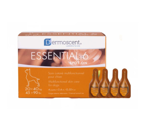 Капли на холку Dermoscent Essential-6 spot-on 20-40 кг, 2,4 мл - 4 пипетки