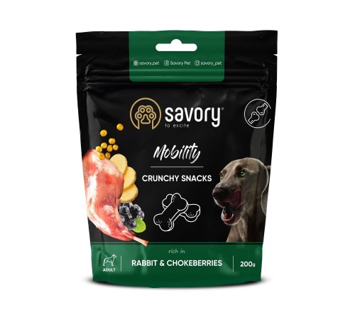 Ласощі для собак Savory 200 г - кролик та чорноплідна горобина