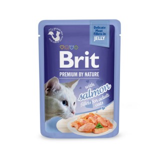 Вологий корм для котів Brit Premium Delicate Fillets in Jelly Salmon pouch 85 г - лосось