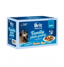 Набір вологого корму для котів Brit Premium Delicate Fillets in Gravy Family Plate 12 шт x 85 г - асорті