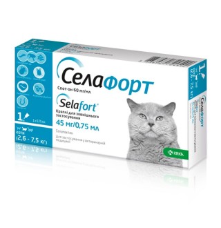 Selafort by KRKA - Селафорт краплі від бліх, кліщів і гельмінтів для котів, 2,6-7,5кг