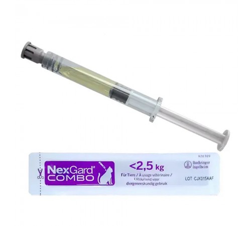 NexGard Combo by Boehringer Ingelheim Spot-ON L - краплі протипаразитарні на холку від бліх, кліщів та гельмінтів для котів 0,8-2,5кг, уп 3шт
