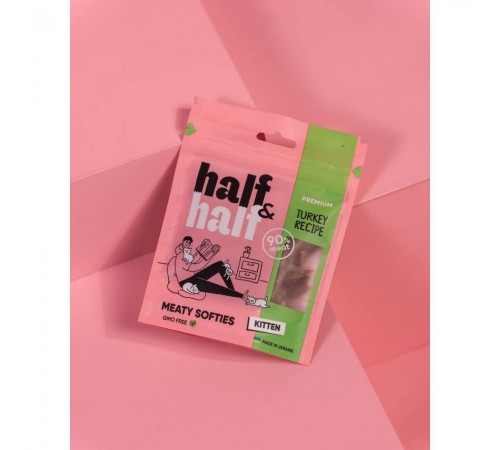 Ласощі для кошенят Half&Half Meaty Softies Kitten 50 г - індичка