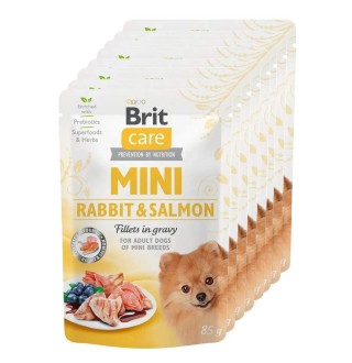 Набір вологого корму для собак Brit Mini 85г / 8шт pouch - кролик та лосось