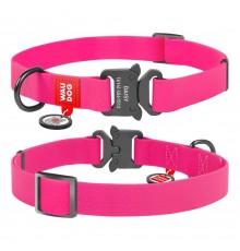 Нашийник Collar WAUDOG Waterproof з QR-паспортом 24-40 см/20 мм (рожевий)