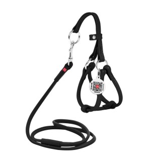 Шлея з повідцем для cобак COLLAR WOUDOG Натуральна Шкіра XXS - чорна